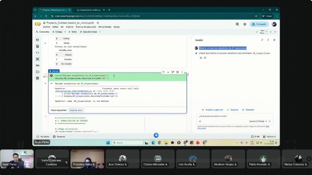 Sesión en vivo con alumnos